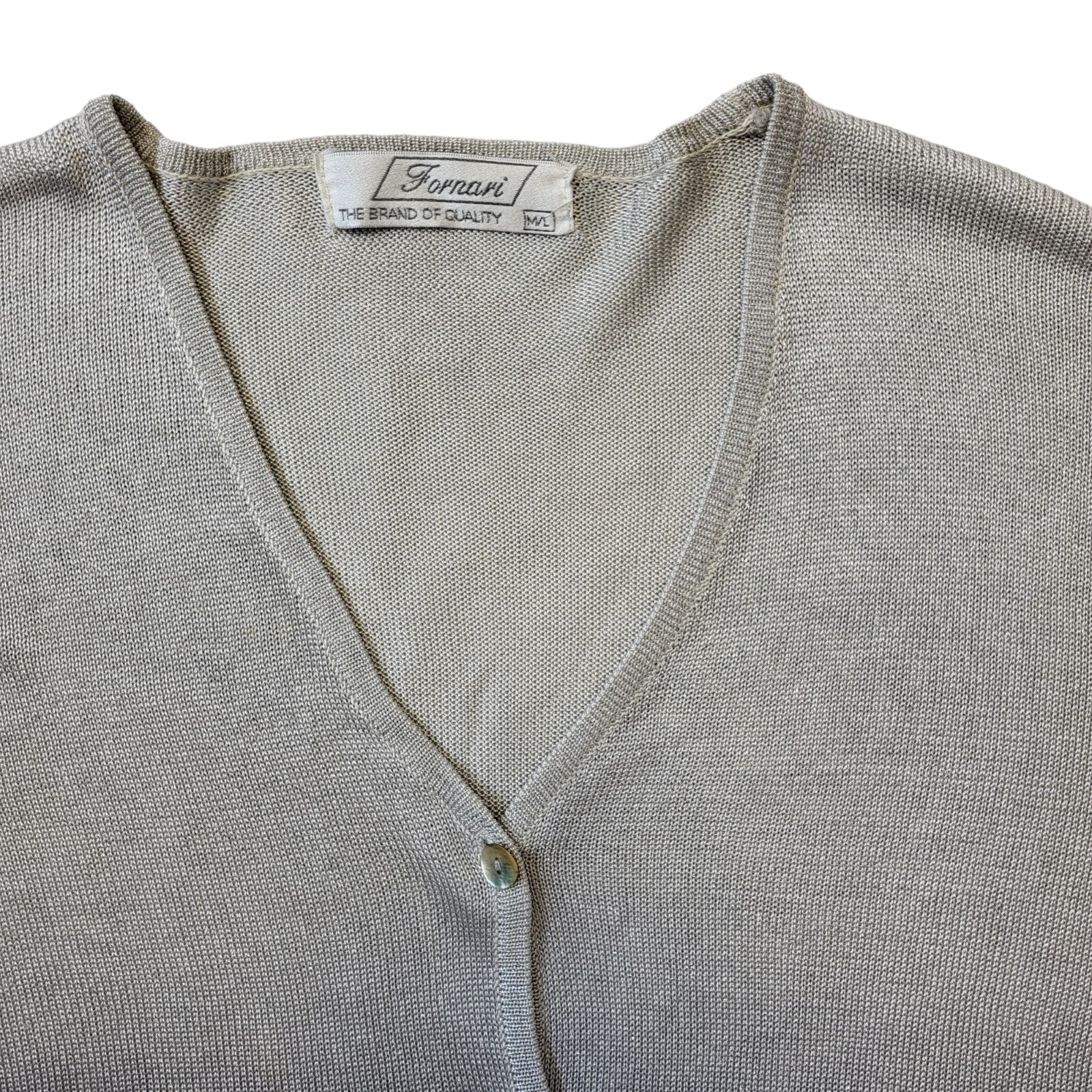 Fornari 90s Vintage Grey Sparkly Button-Up Cardigan Women's Size M/L