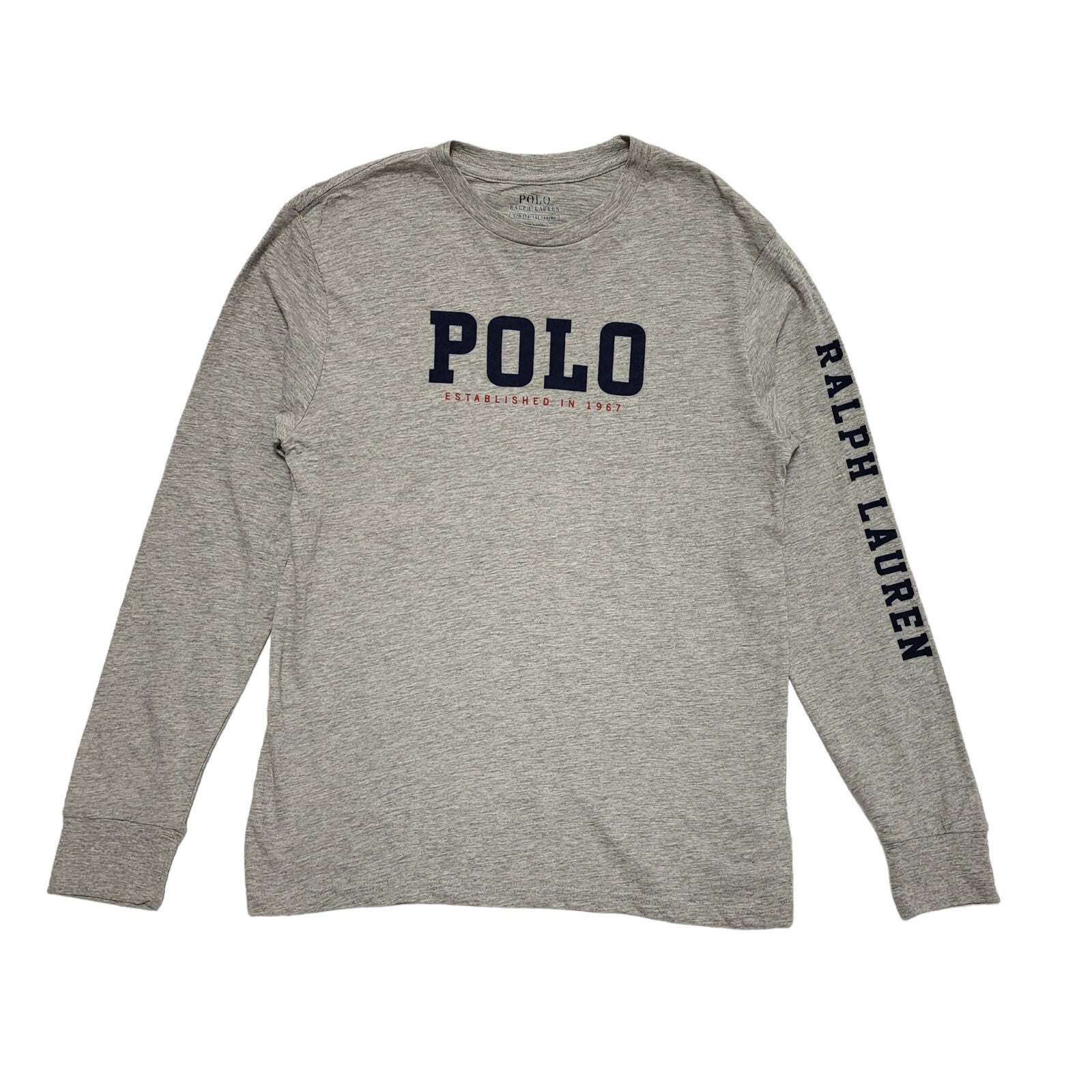 Polo Ralph Lauren Y2K Vintage Grey Long Sleeve T-Shirt Mens Size Large 14-16