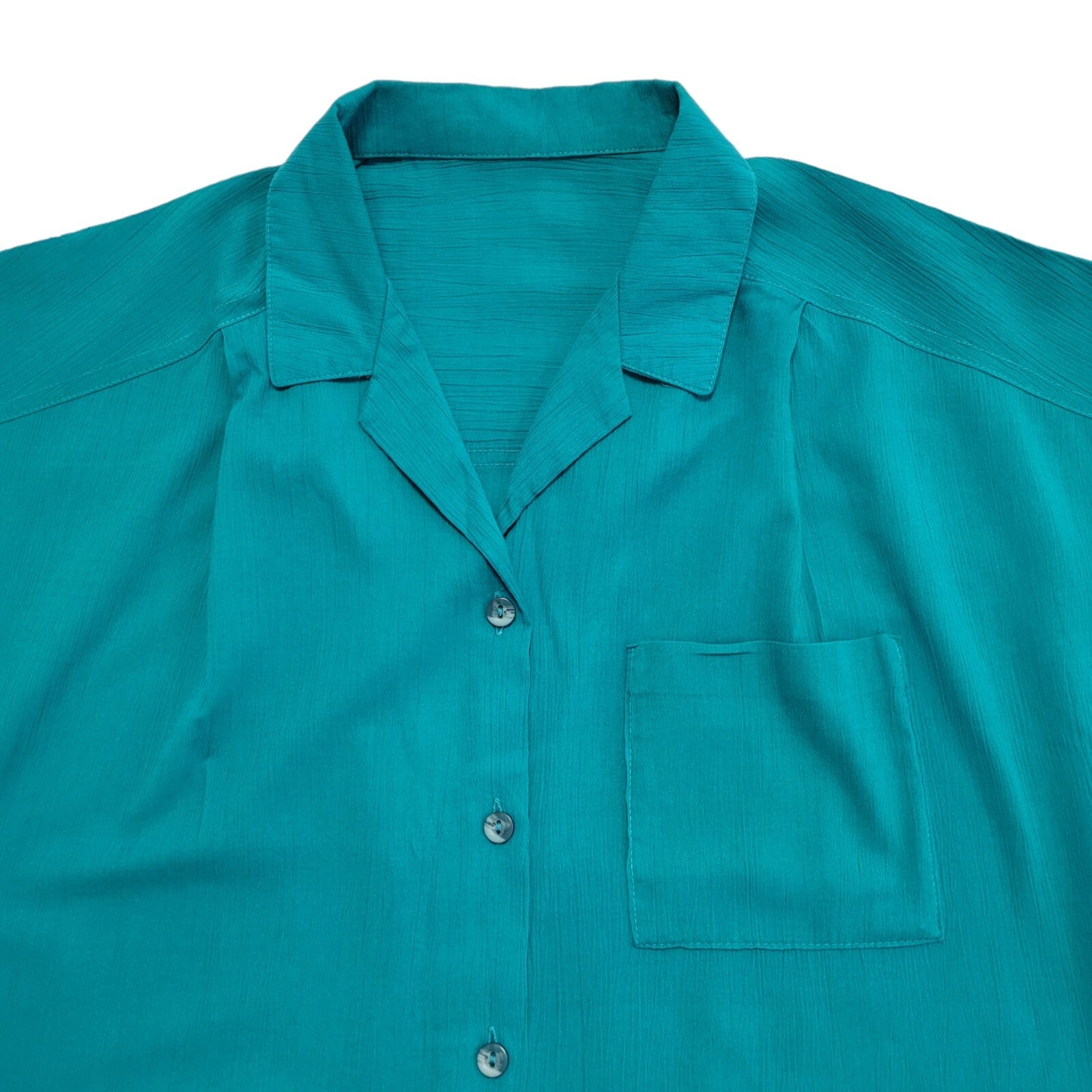 St Michael Vintage 90's Green Button Up Short Sleeve Womens Shirt Size 14