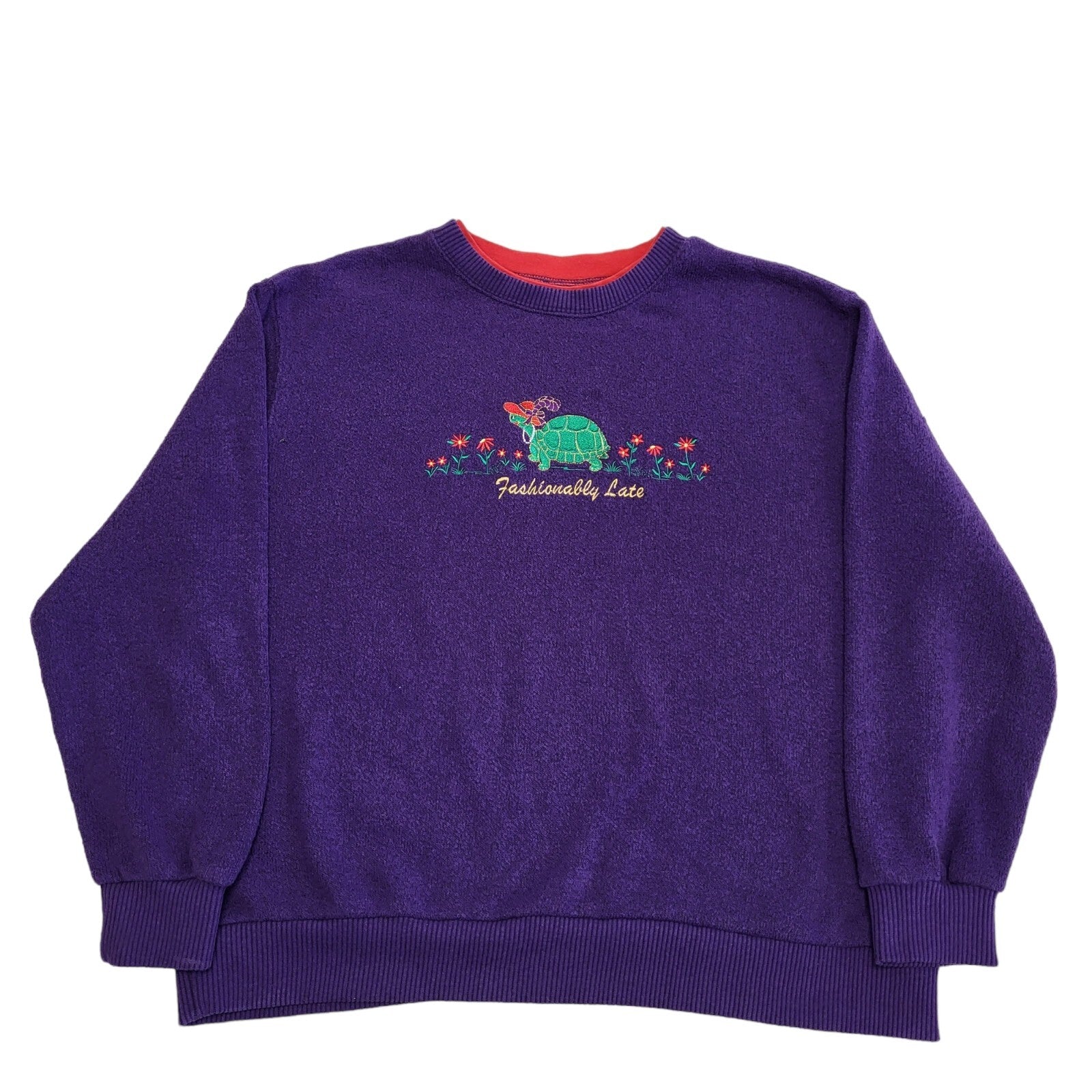 90s Vintage Cottagecore Purple Turtle Sweatshirt Women's Size XL