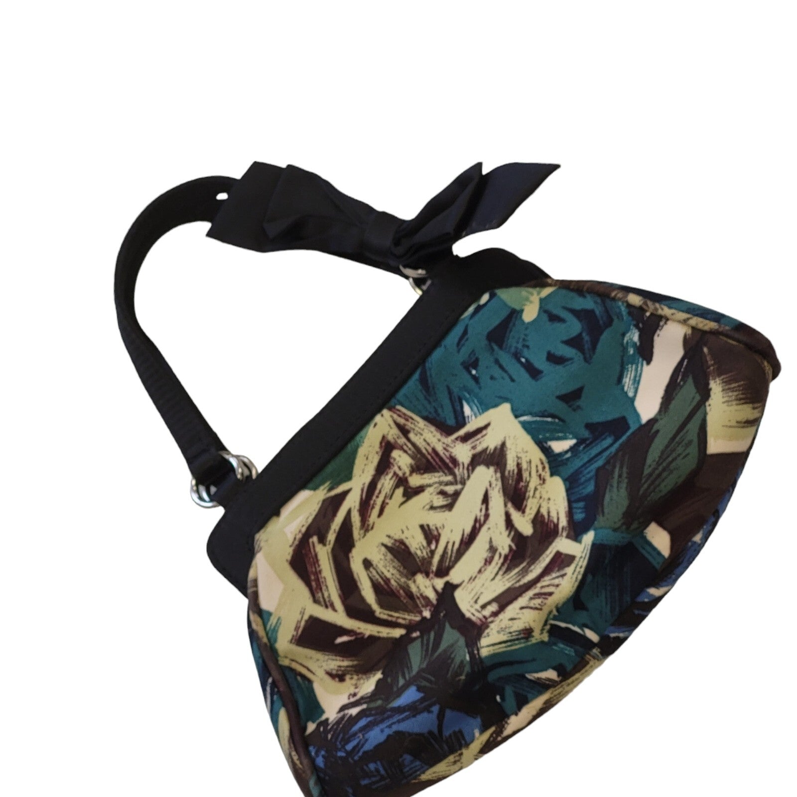 Coast Black Blue Floral Small Hand Bag Uk Women's 8" x 5.5"