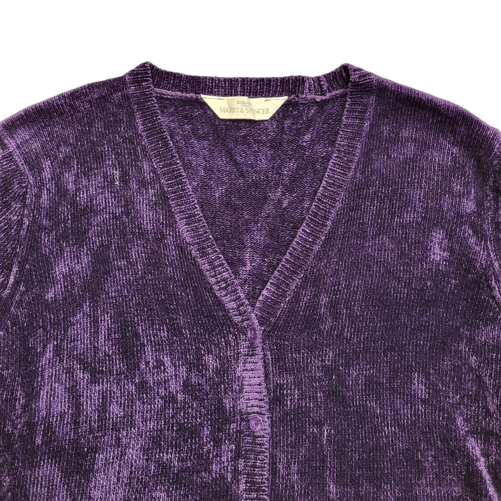M&S Purple 80s Vintage Button Cardigan Uk Women's Size 16