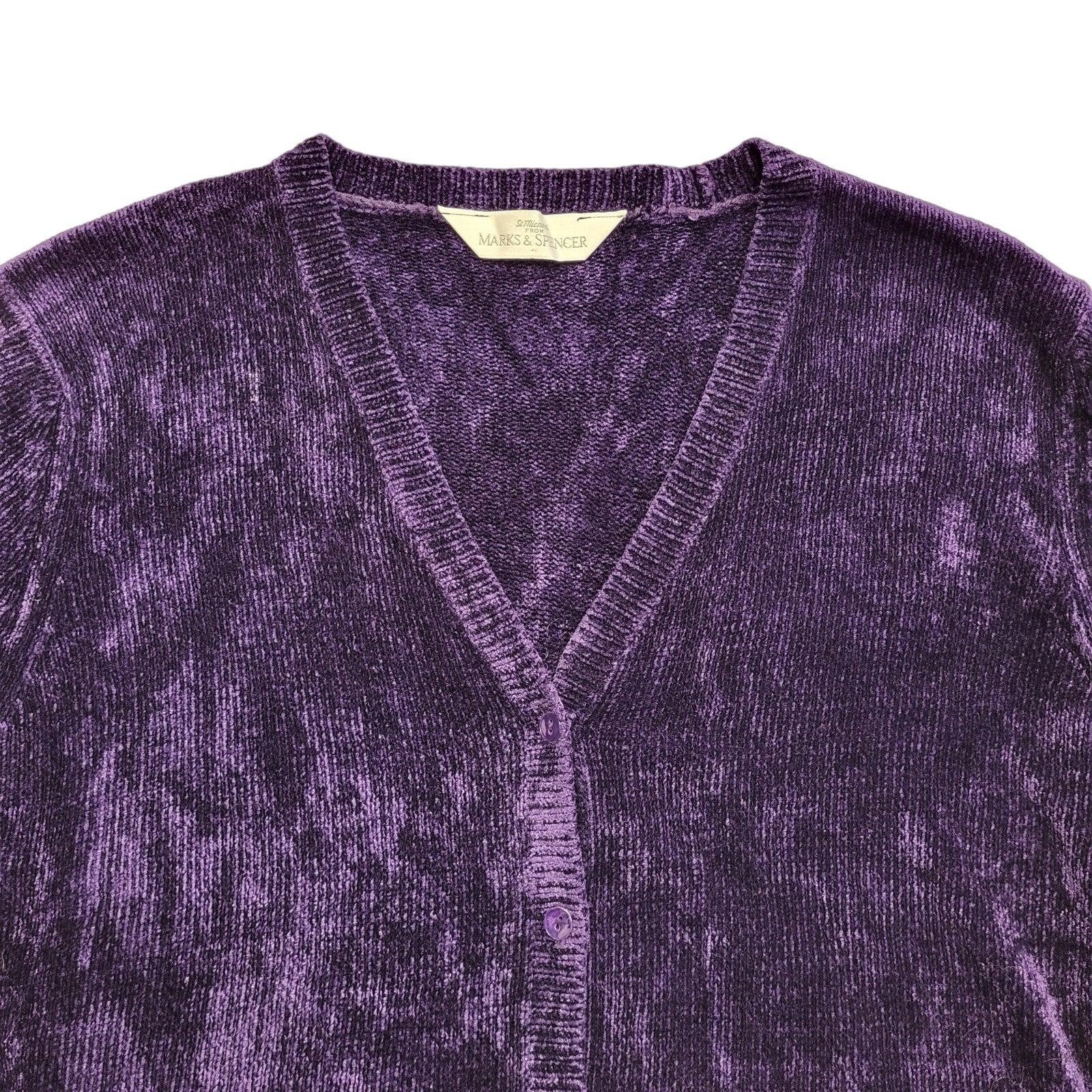 M&S Purple 80s Vintage Button Cardigan Uk Women's Size 16
