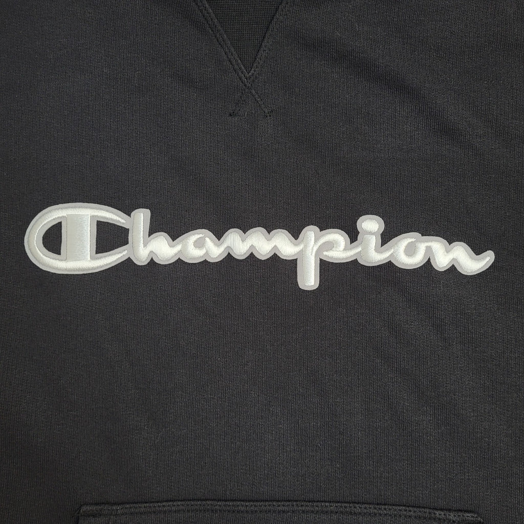 Champion Y2K Black Drawstring Sports Hoodie UK Women's Size XXL