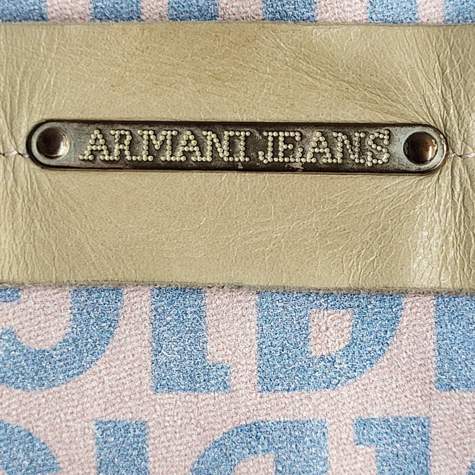 Armani Jeans Blue & Pink Leather Top Handle Shoulder Bag Women's 15" x 8.5"