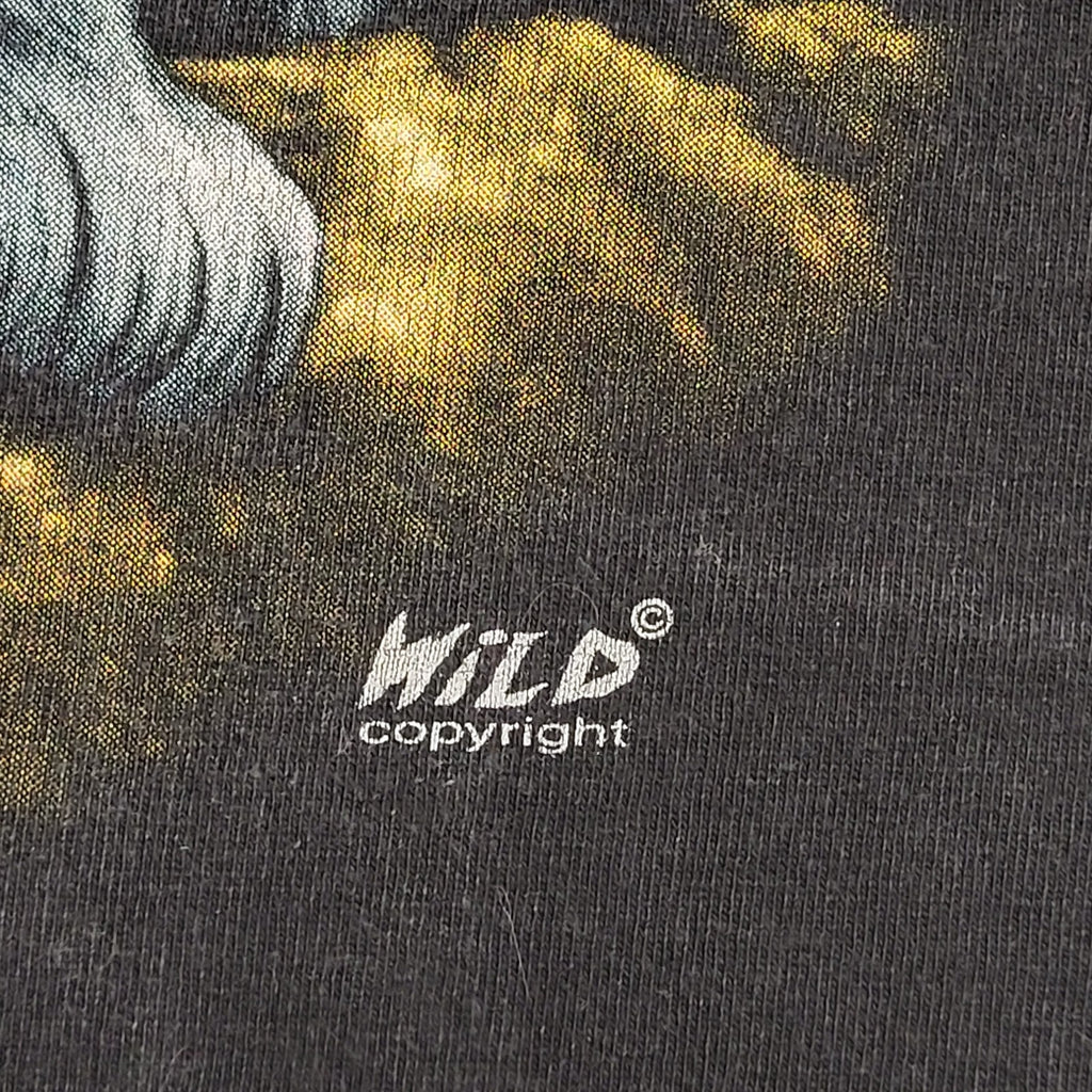 White Tiger Wild Black Vintage 90s  Short Sleeve T-Shirt Uk Men's XL