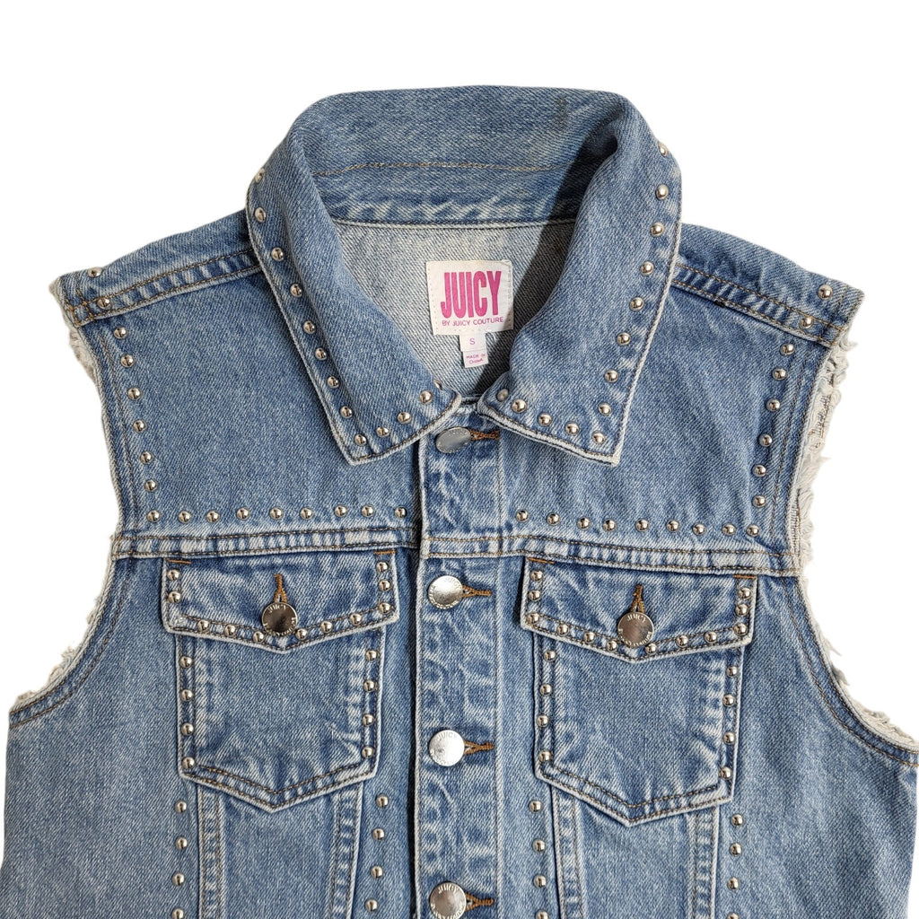 Juicy 90s Vintage Blue Button Denim Gilet Uk Women's Size Small