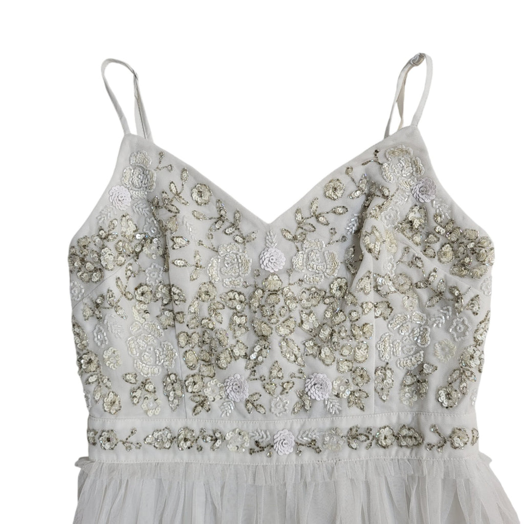 French Connection White Embellished Evening Dress BNWT Women's UK Size 6