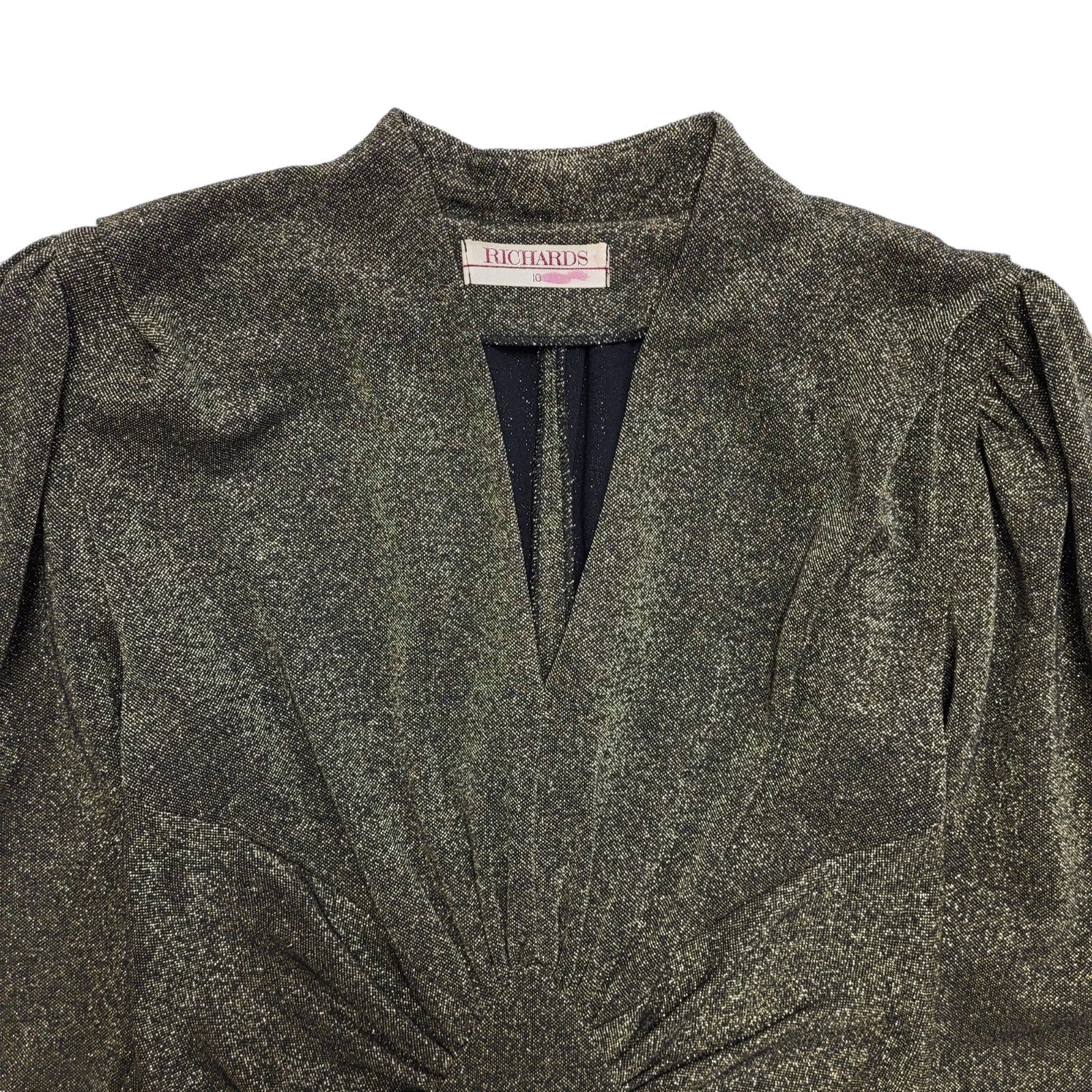 Richards 80s Vintage Gold Glitter Evening Party Dress Women's Size 10