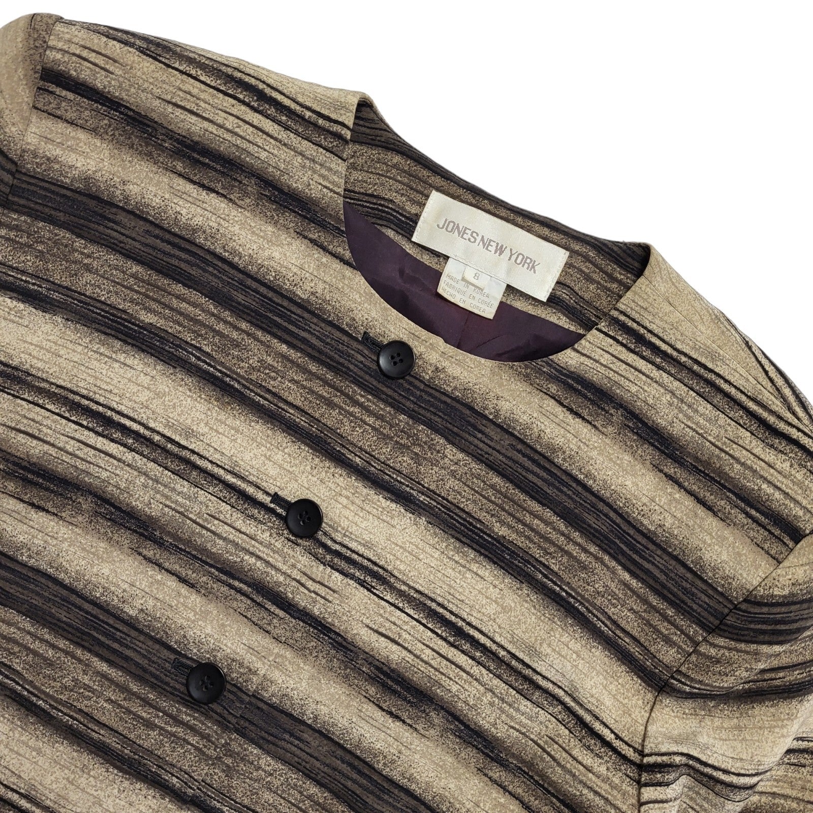 Jones New York 90s Vintage Brown Button-Up Blazer Jacket Women's Size UK 10