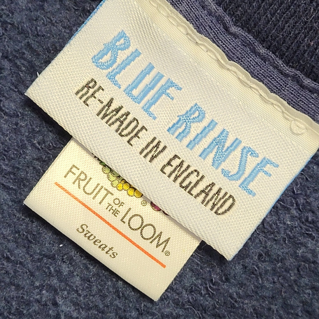 Fruit Of The Loom 90's Scheuwimmer Blue Cropped Sweatshirt Womens UK Size L