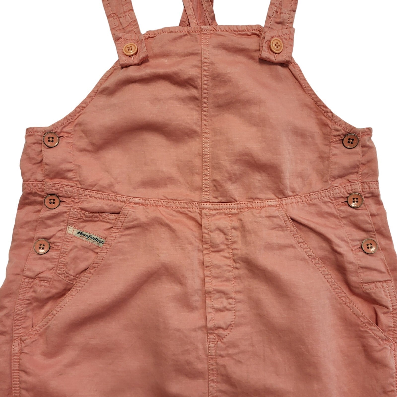 Diesel Pink Denim Mini Dungaree Dress Uk Women's Size Small W26