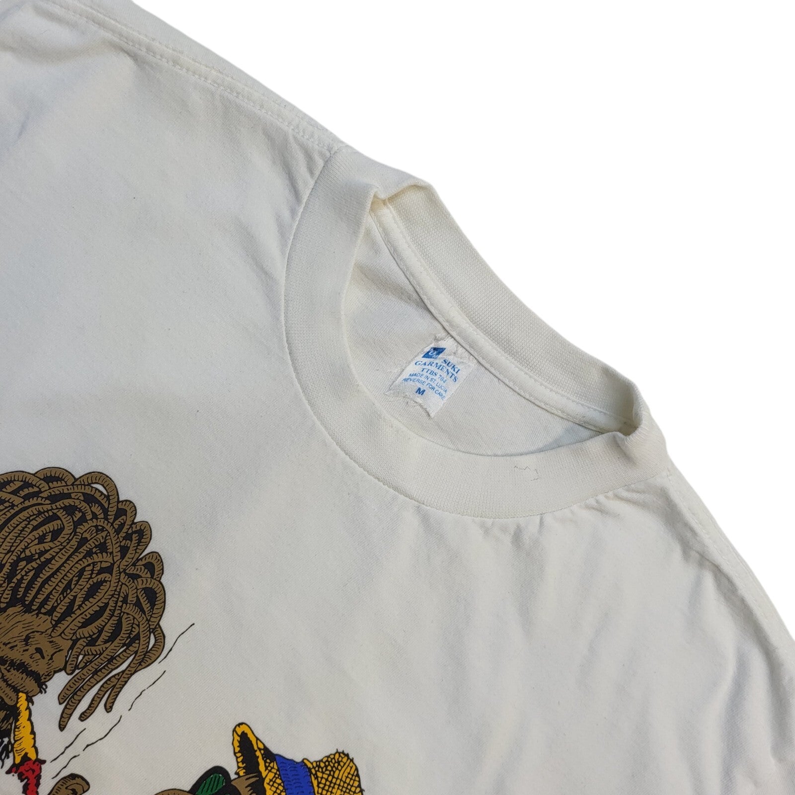 Suki Garments 90s Vintage White St Lucia Crew Neck T-Shirt Men's Size M