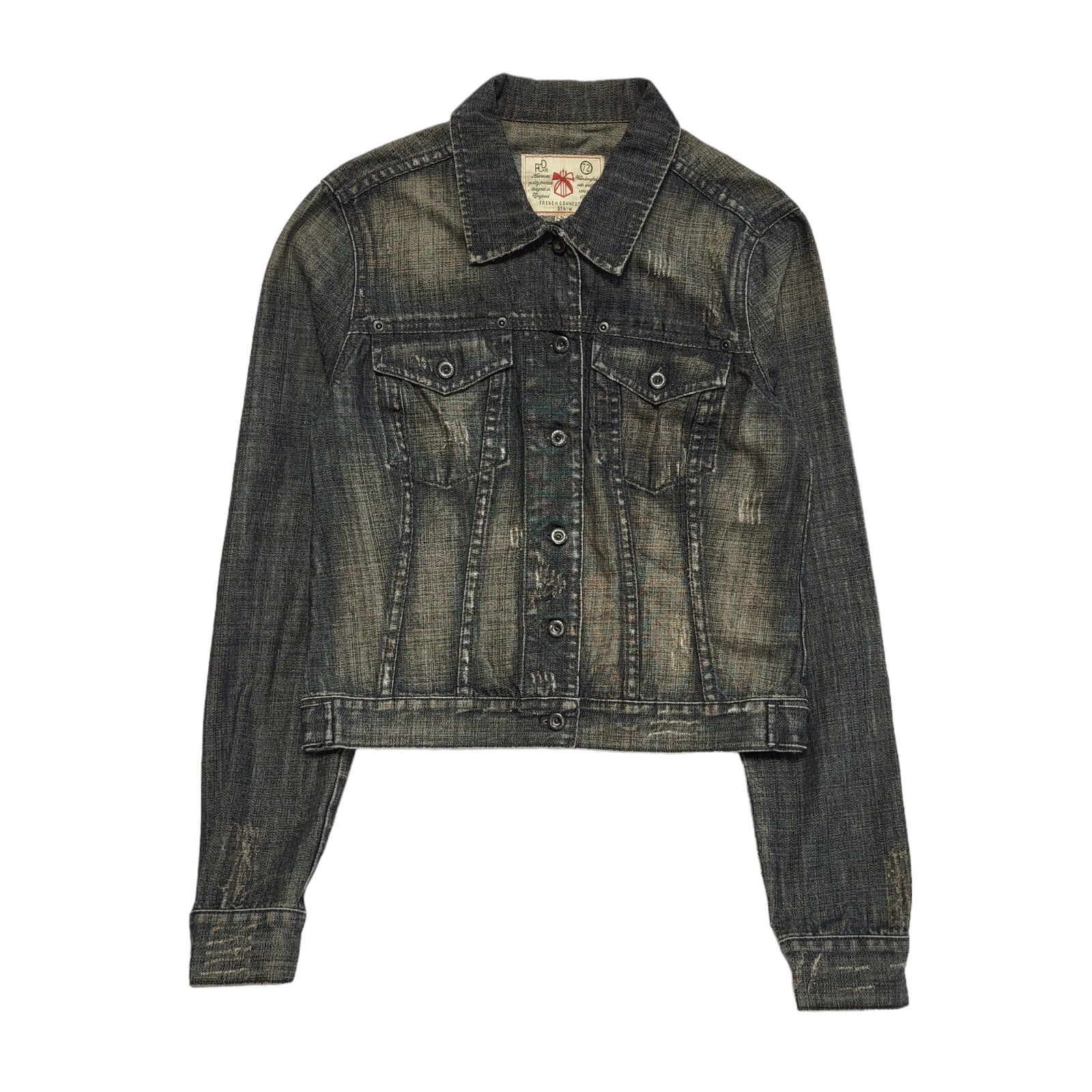 French Connection Blue 90s Vintage Button Denim Jacket Uk Women's Size 10