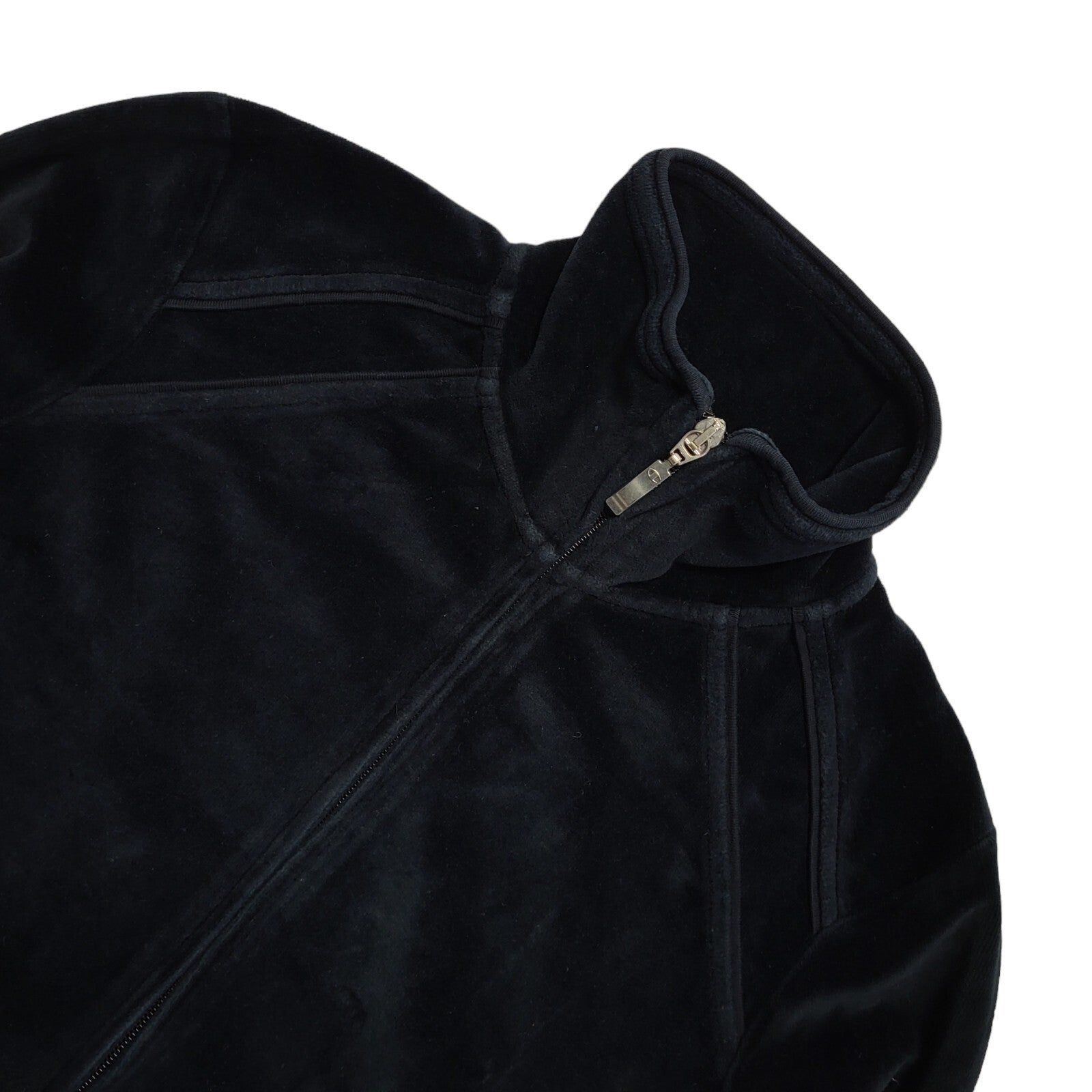 Champion  Y2K Black Full Zip Velour Tracksuit Jacket Women's UK Size Small