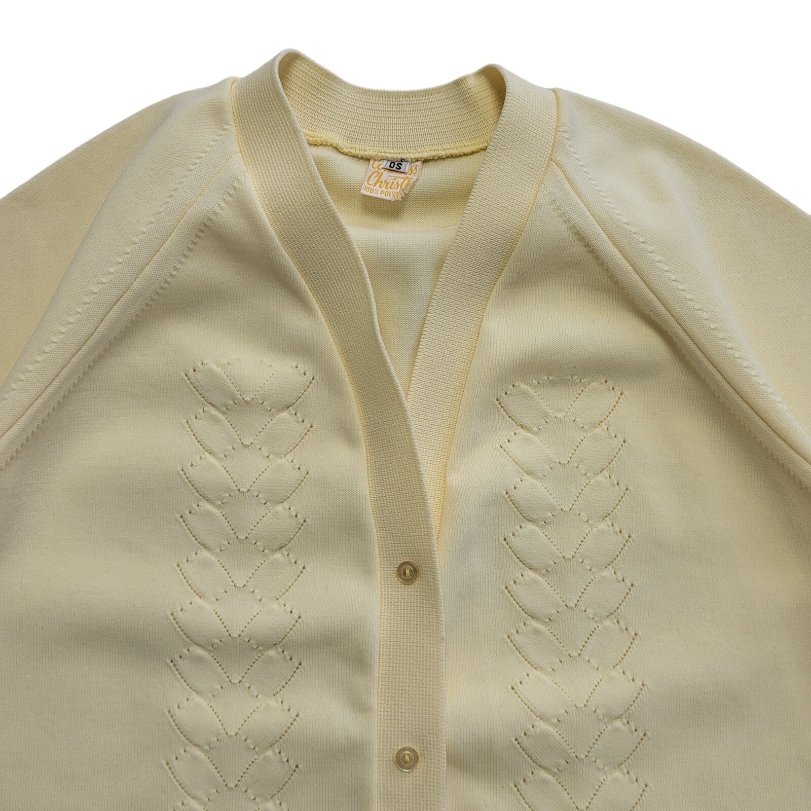 Countess 80's Yellow Short Sleeve Button Front Cardigan Womens UK 12