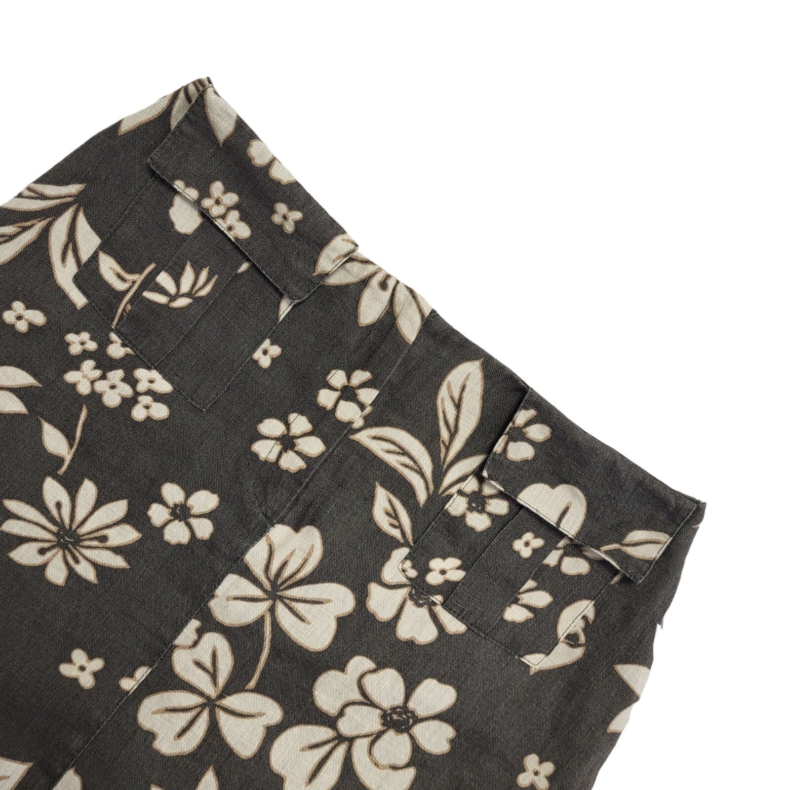 Next Vintage 90's Grey & Beige Floral Straight Midi Skirt Womens UK 8-10