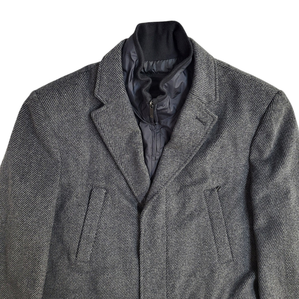 Jeff Banks Vintage Y2k Grey Wool Button Overcoat Uk Men's Size XL