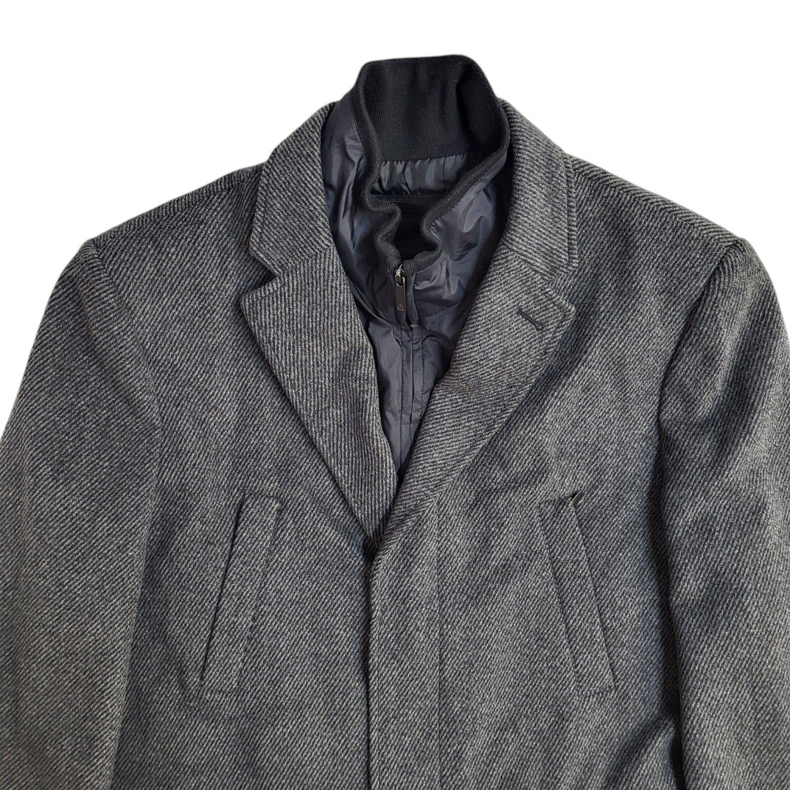 Jeff Banks Vintage Y2k Grey Wool Button Overcoat Uk Men's Size XL