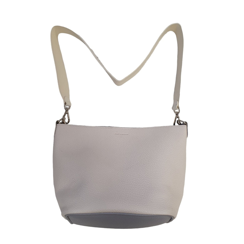 Find Kapoor White Grey Pindo Leather Cross Body Shoulder Bag 11" X 9"