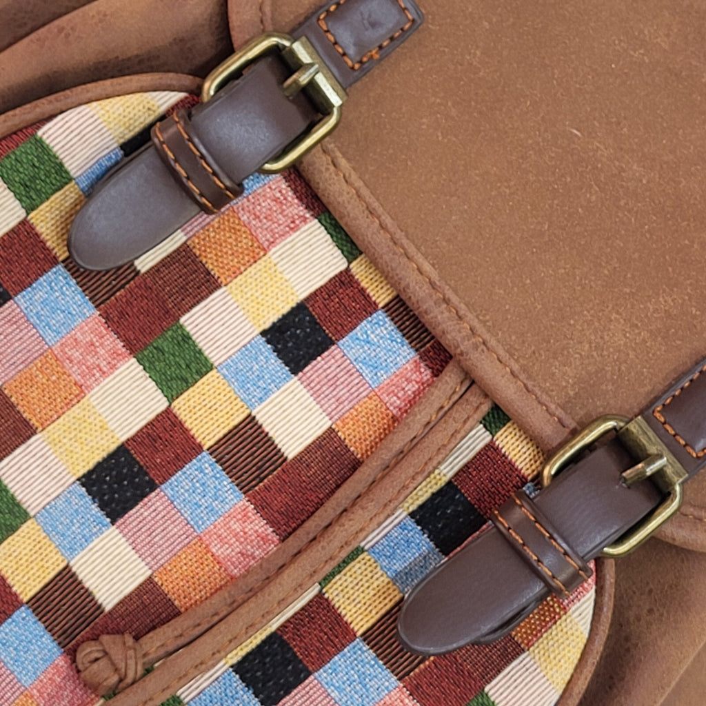 Meli Melo Brown Faux Leather Buckle Backpack Bag Uk Women's Size 12" x 10.5"