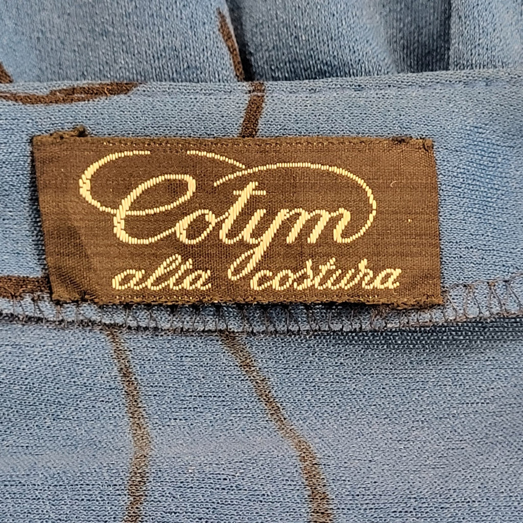 Cotym 80s Vintage Blue V-Neck Party Dress Women's 12/14