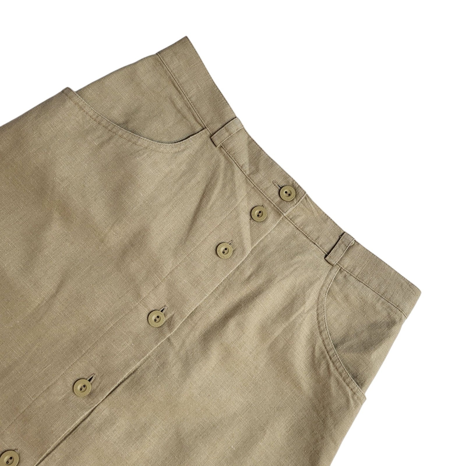Cotton Club 70s Maxi Skirt Vintager Khaki Buttoned Skirt Women's Size M 10 W28