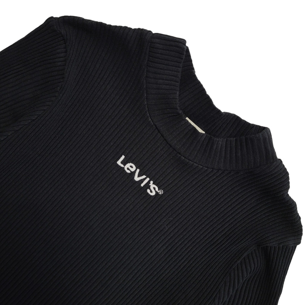 Levi's Y2K Black Round Neck Ribbed Short Sleeve Top Womens UK Size XS