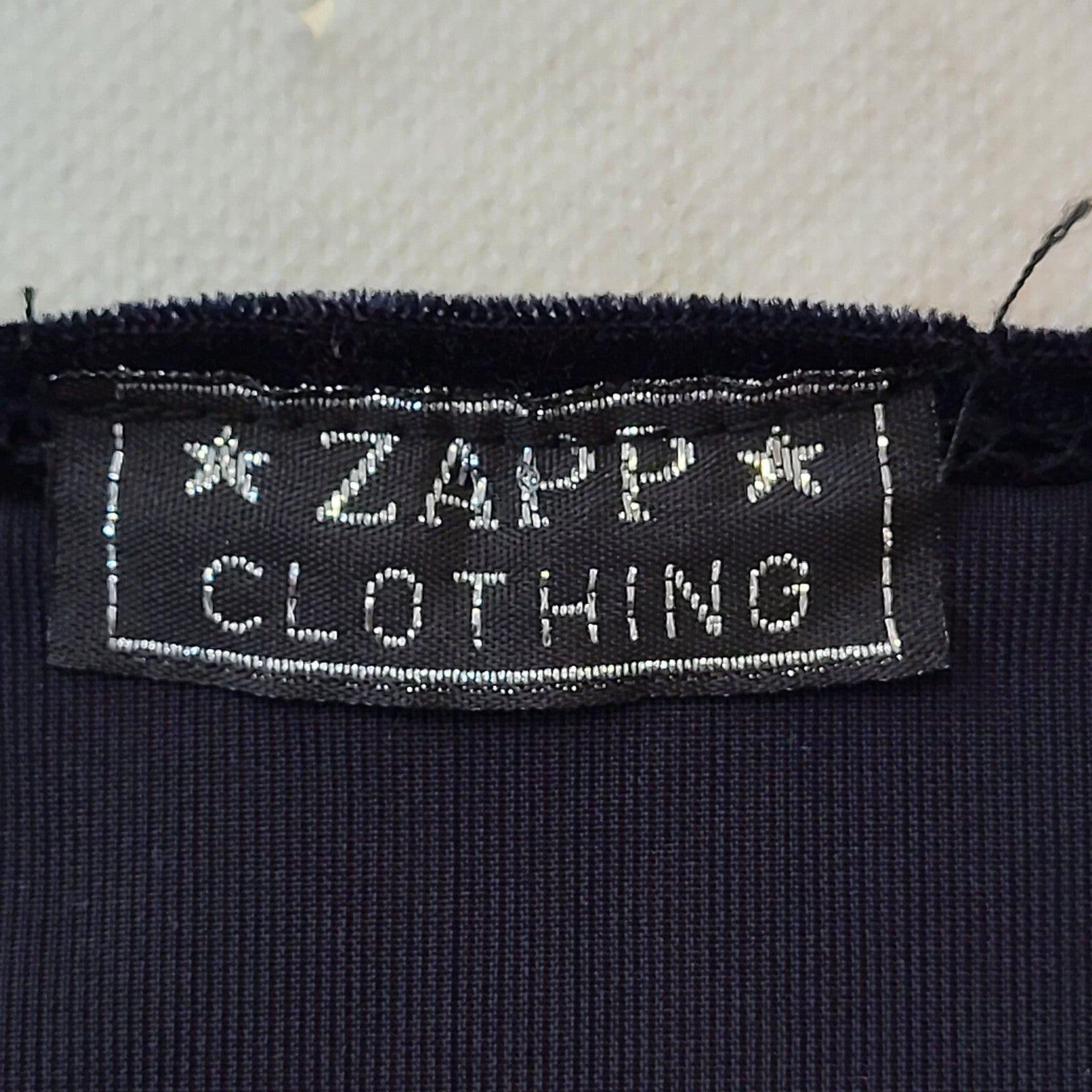 Zapp 90s Vintage Navy Blue Velvet Long Sleeve Top Women's Size L/XL Eu 40-42