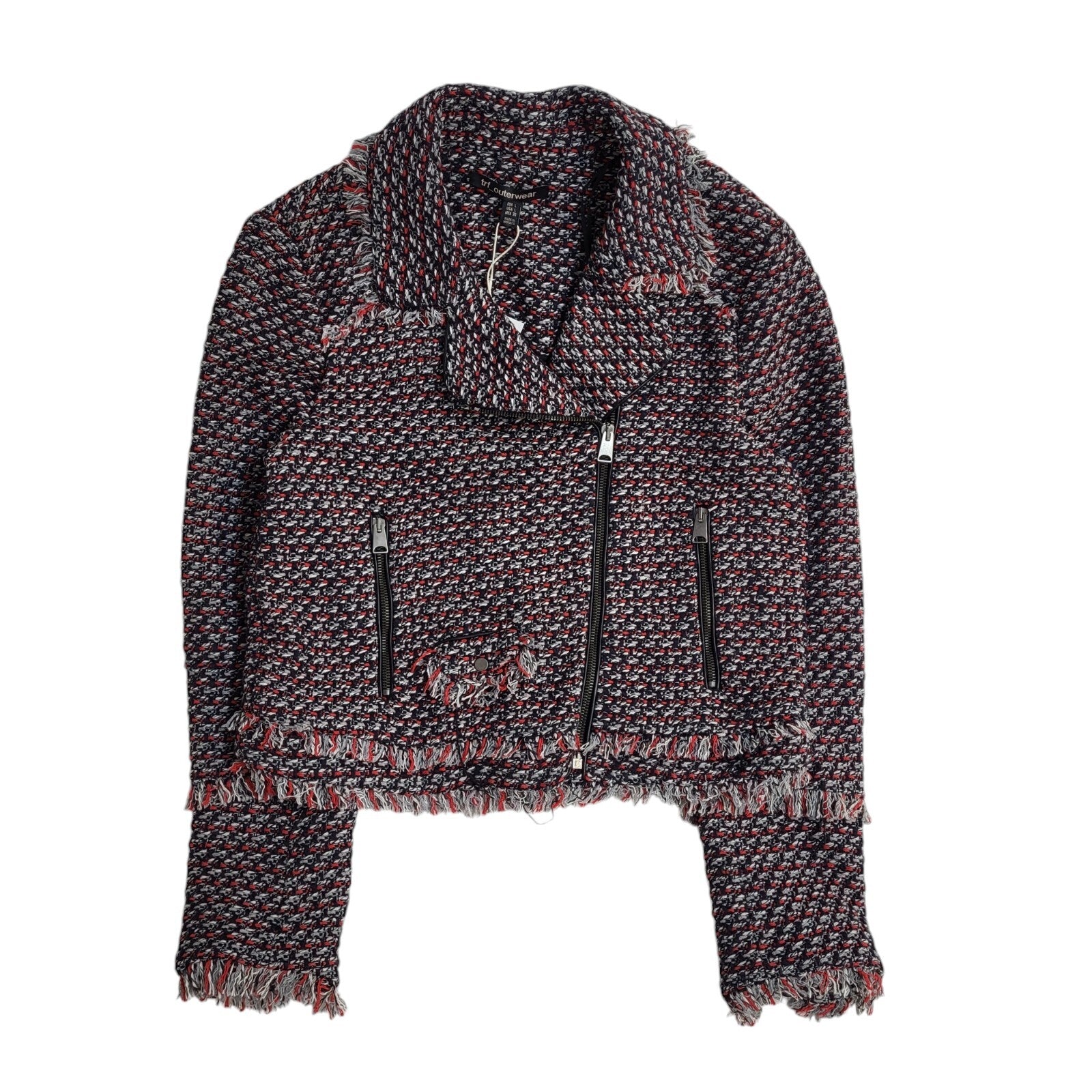 Zara Red & Blue Modern Full Zip Collared Jacket BNWT UK Women's Size L