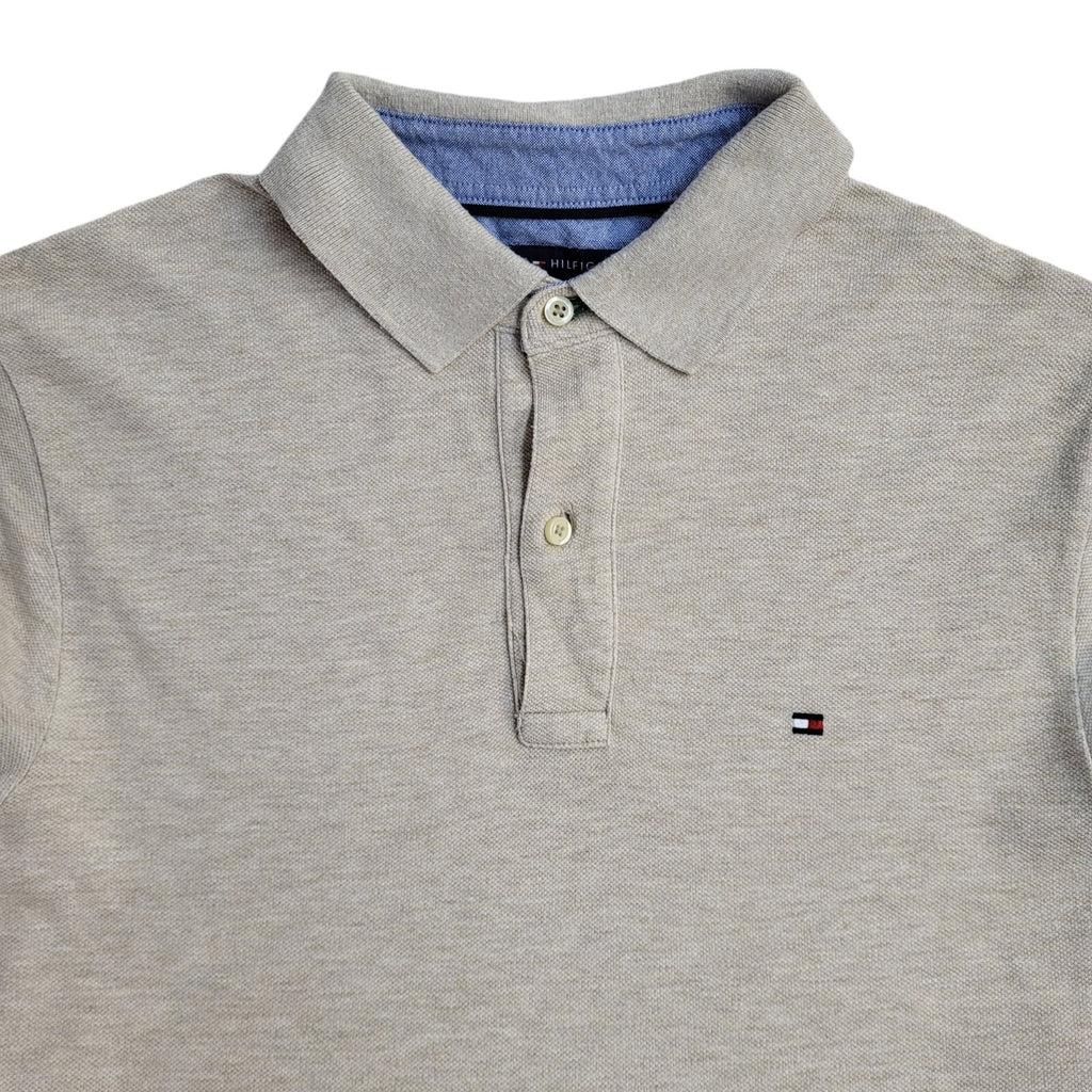 Tommy Hilfiger Y2K Beige Long Sleeve Polo T- Shirt Men's Size S