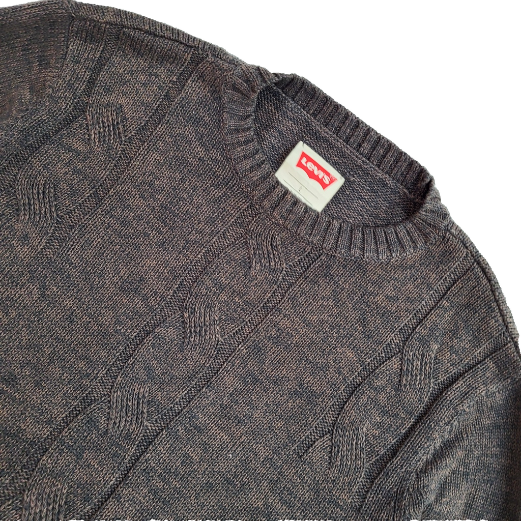 Levi's Knitted Jumper  Vintage 90s Brown Crew Neck UK Men's Size L