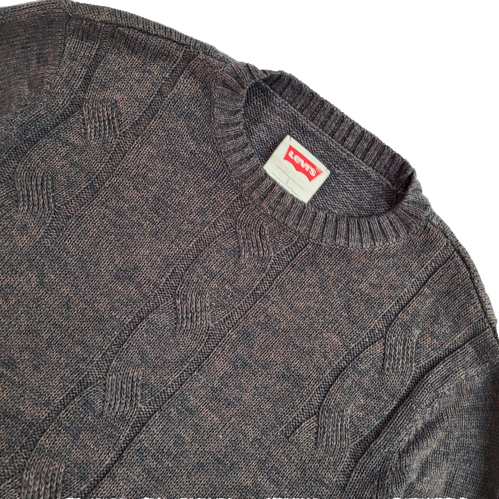 Levi's Knitted Jumper  Vintage 90s Brown Crew Neck UK Men's Size L