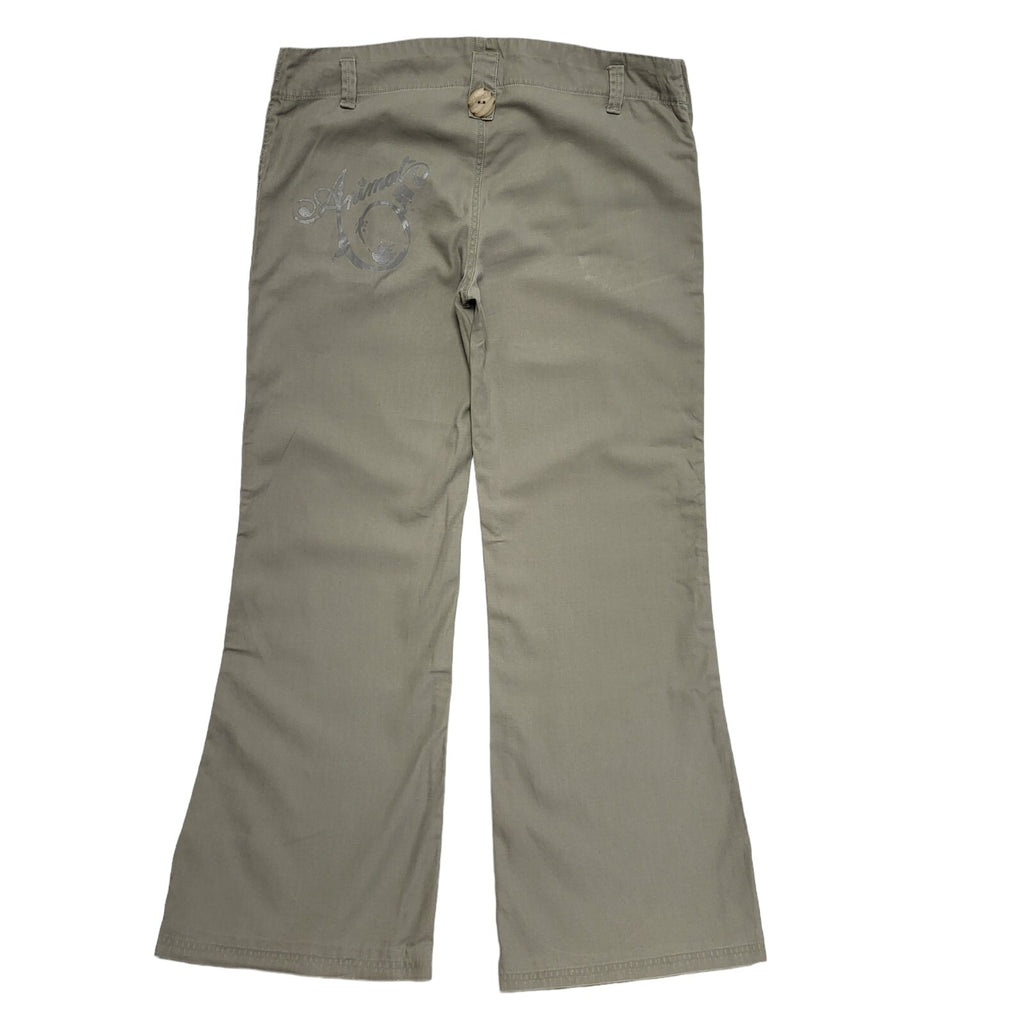 Animal Vintage Y2K Green Flared Trousers Women's Size 14-16 W35 L30