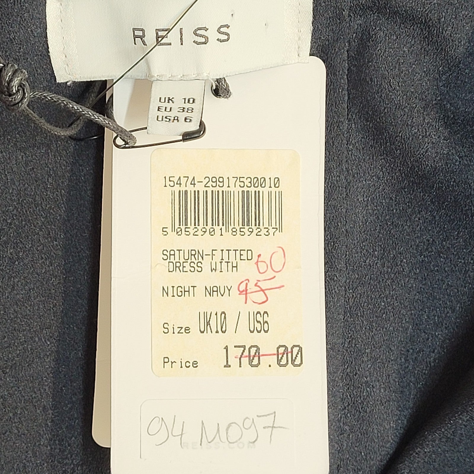 Reiss Saturn Fitted Dress Bnwt Y2k Navy Blue Uk Women's Size M 10-12