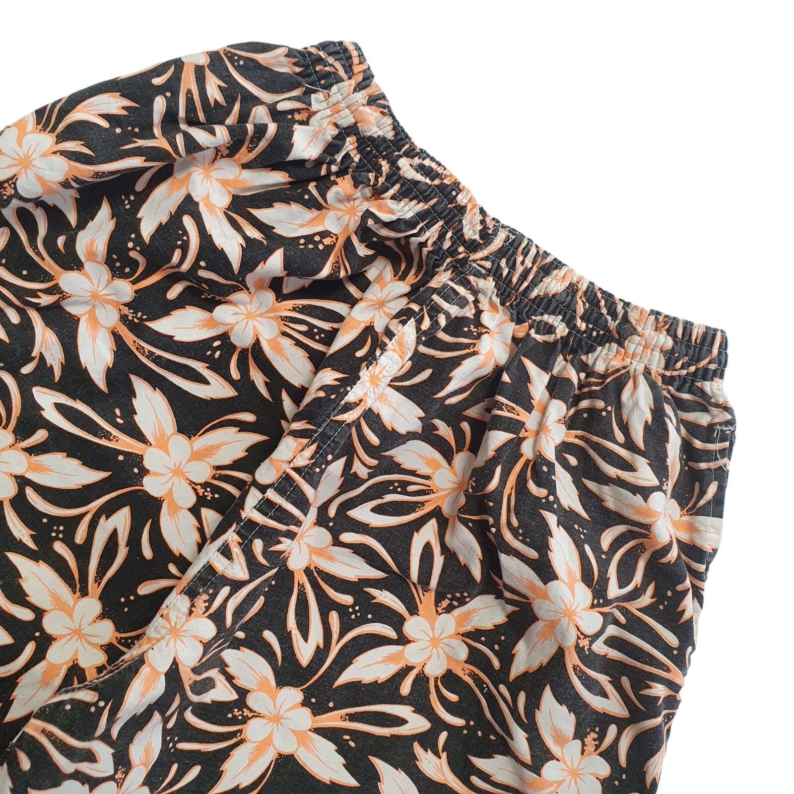 Mecanic London Vintage 90's Black & Orange Floral 3/4 Shorts Womens UK S W26