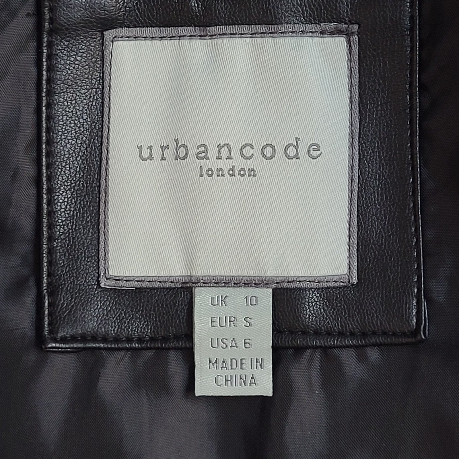 Urban Code Y2K Black Faux Leather Coat UK Women's Size M 10