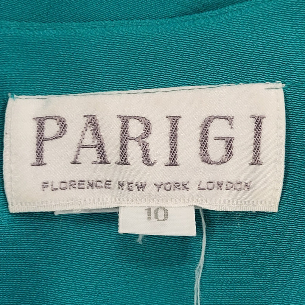 Parigi 80s Vintage Teal Ruffled Front Fit & Flare Dress Women's 10