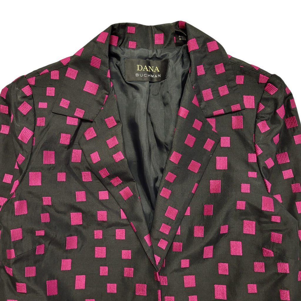 Dana Buchman Vintage 80's Black Pink Box Open Blazer Jacket Women's UK Size 10