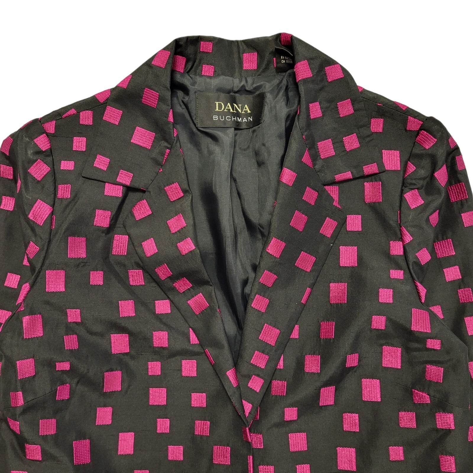 Dana Buchman Vintage 80's Black Pink Box Open Blazer Jacket Women's UK Size 10