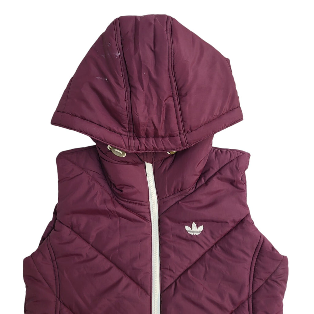 Adidas Vintage Y2k Burgundy Hooded Gilet Uk Women's Size 6