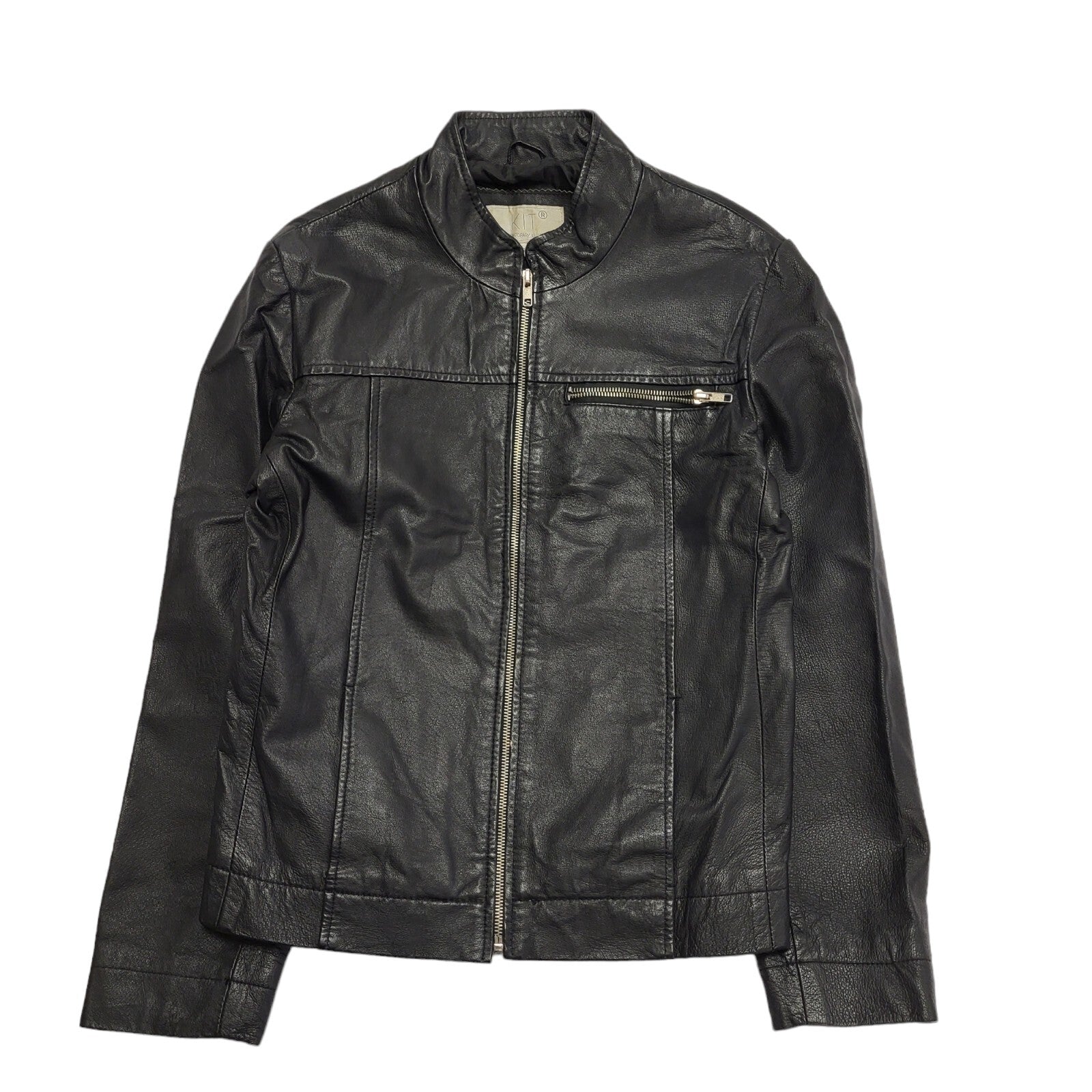 Kit 90s Black Zip Up Leather Jacket Uk Women's Size 10