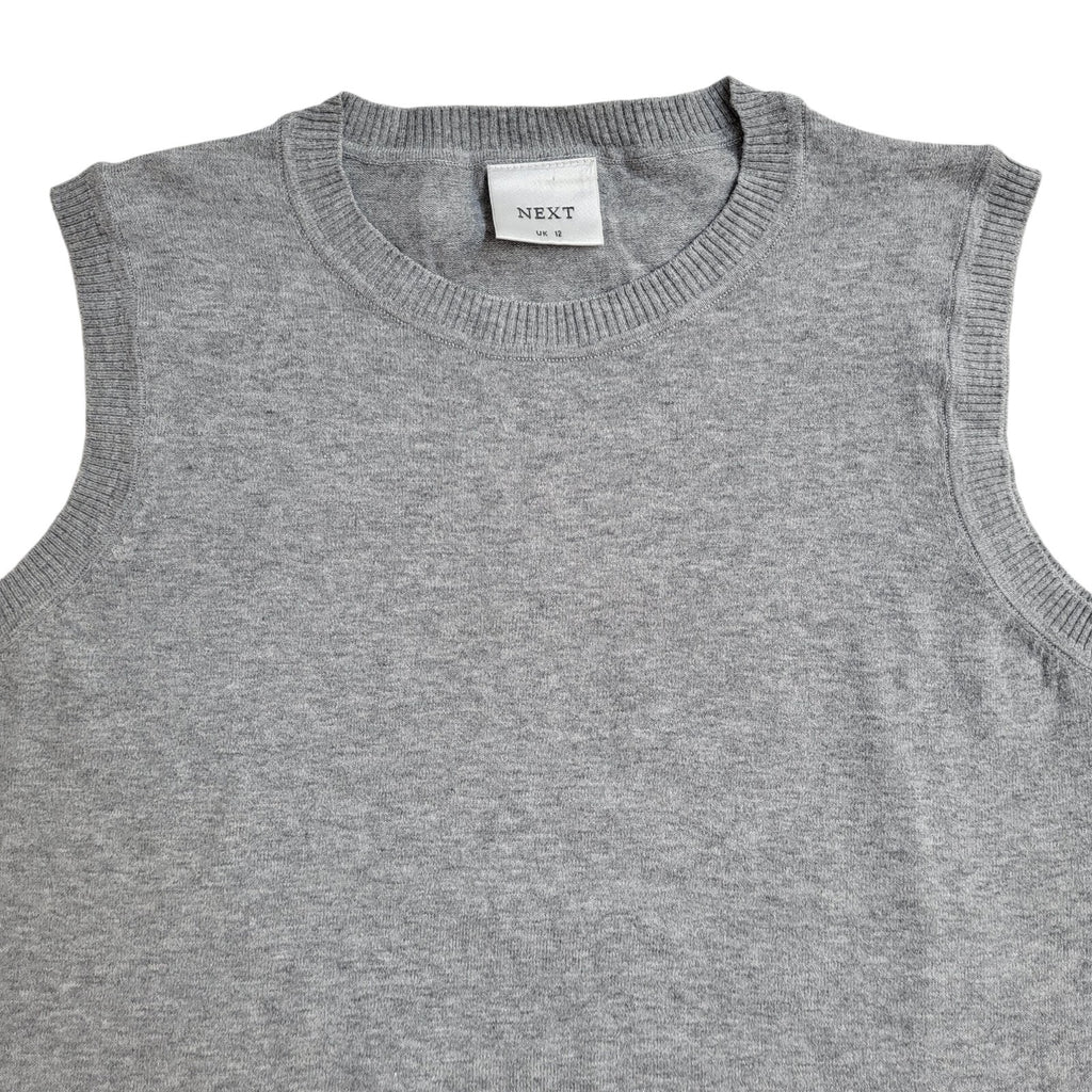 Next Grey Vintage Y2K Sleeveless Round Neck Top UK Women's Size 12
