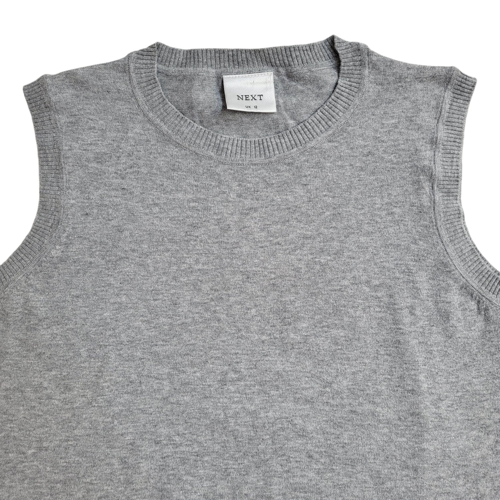 Next Grey Vintage Y2K Sleeveless Round Neck Top UK Women's Size 12