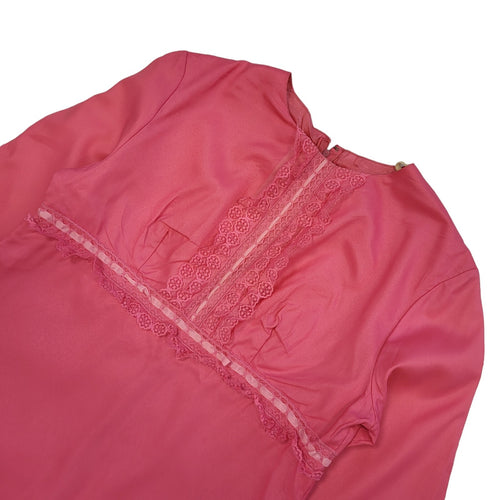 60s Vintage Pink Long Sleeve Maxi Dress Women's Size 14