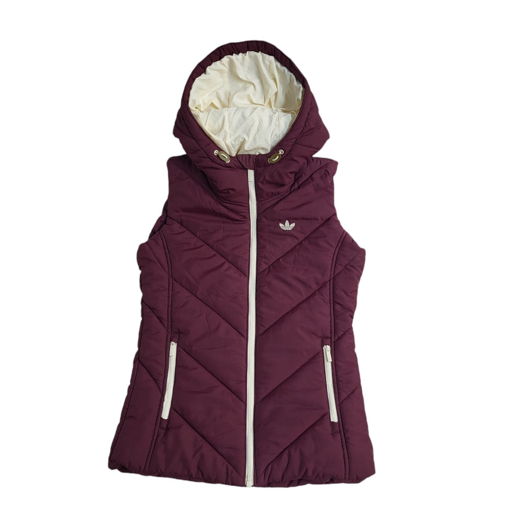 Adidas Vintage Y2k Burgundy Hooded Gilet Uk Women's Size 6