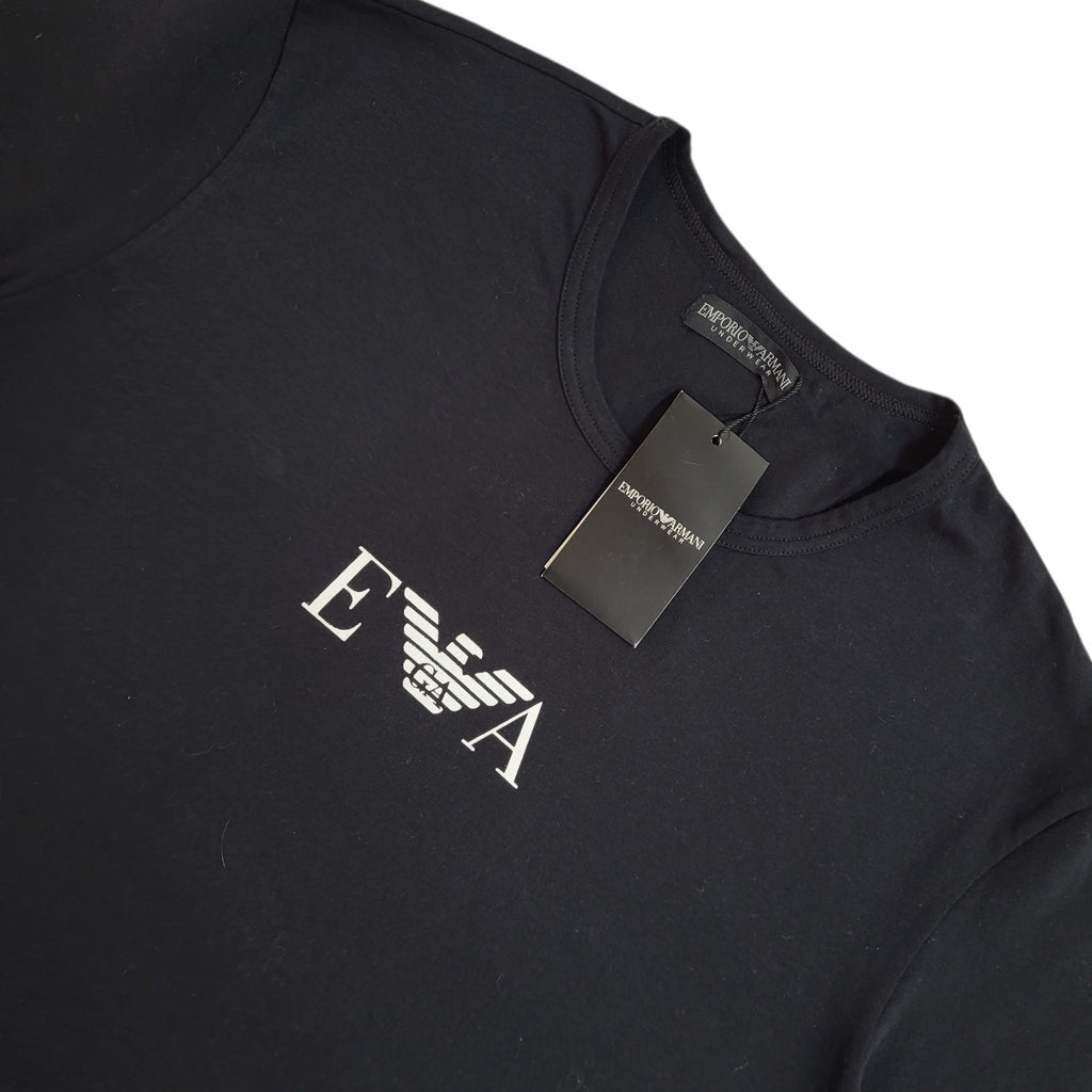 Emporio Armani Black Y2k Cotton Double Stitch T-Shirt Uk Women's Size L Bnwt