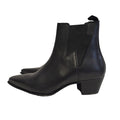 Asos Black Leather Slip-on Heel Boots Uk Women's Size 7