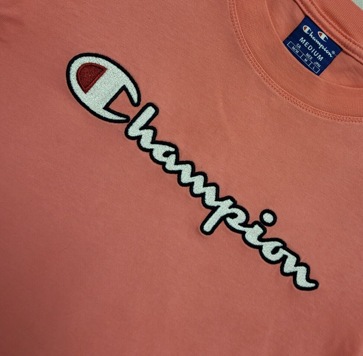 Champion Vintage Y2K  Pink Short Sleeve Round Neck T-Shirt Womens UK Size M