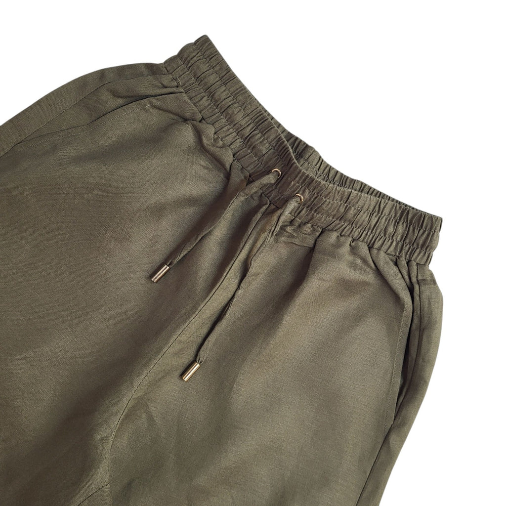 Karen Millen Y2K Green Wide Leg Linen Trousers Women's Size 8 W26 L30